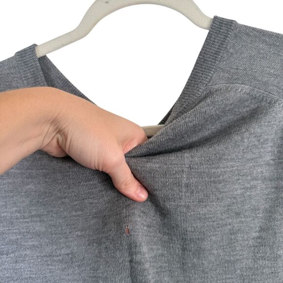 Hart Schaffnet Marx Extra Fine Merino Wool Sweater Grey V-Neck FLAW Mens XLT - Picture 8 of 8